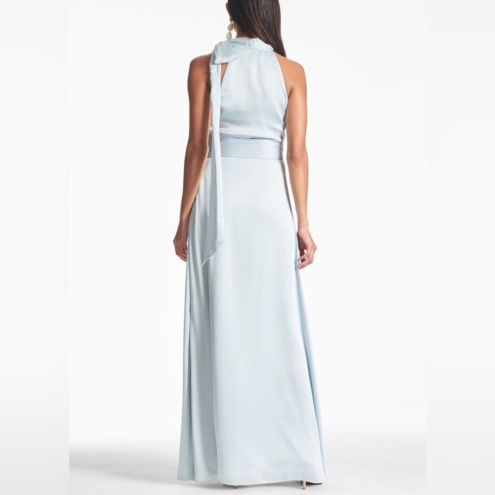 Sachin & Babi Kayla Tie Neck Maxi Crinkle Dress, Ice Blue - Picture 3 of 8
